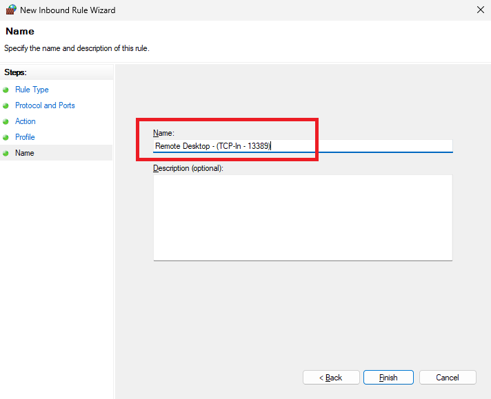 Название правила в брандмауэре Windows - Как изменить порт RDP