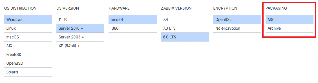 Выбор типа файла дистрибутива – MSI-пакет или ZIP-архив