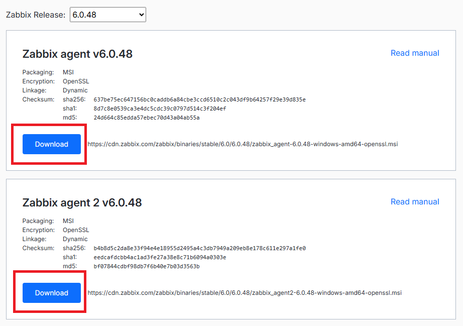 Загрузка Zabbix agent или Zabbix agent 2