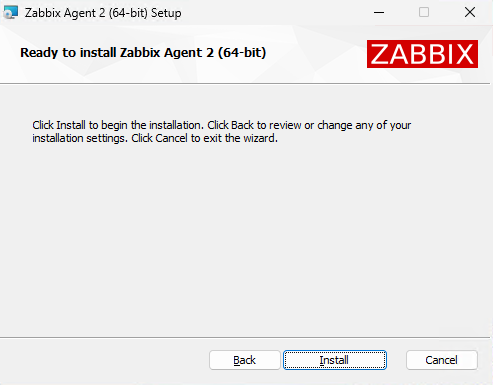 Запуск установки агента Zabbix на Windows