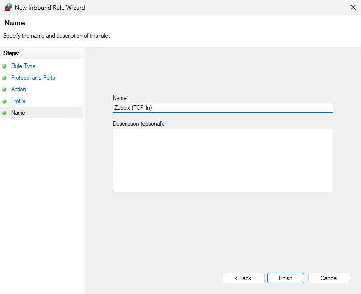 Название правила брандмауэра Windows