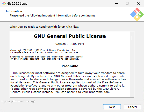Запуск установщика Git на Windows