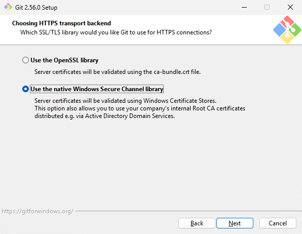 Выбор SSL/TLS-библиотеки для использования в Git для HTTPS-подключений