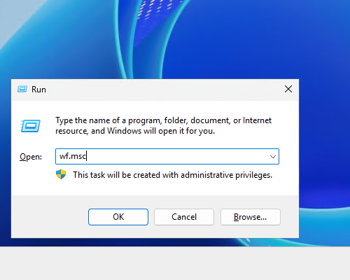 Запуск интерфейса брандмауэра Windows