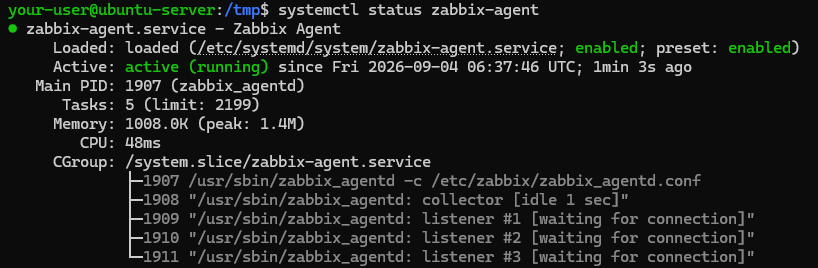 Вывод текущего состояния службы Zabbix-агента