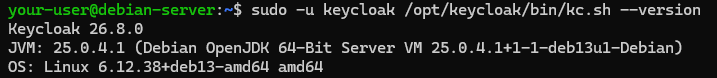 Вывод версии Keycloak - Как установить Keycloak на Ubuntu и Debian